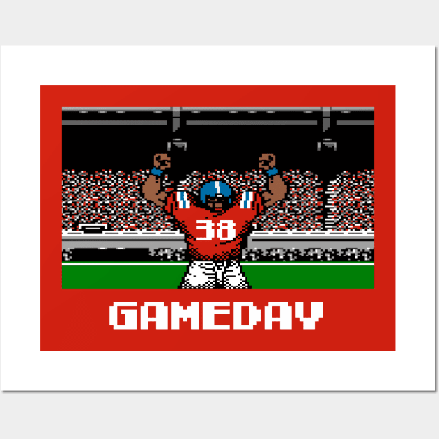 Red and Blue Football Gameday Retro 8 Bit Linebacker Wall Art by SLAG_Creative